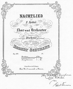 1850 - Autograph des "Nachtlied" mit Widmung Robert Schumanns.