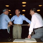 Prof. Schmidt, Gary Bertini und Kunibert Jung; Probe zur 2. Mendelssohn im Robert-Schumann-Saal, Düsseldorf