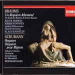 1993 - Wiederveröffentlichung 1993 EMI 7 67819 2 2 CD © 1983 Schumann: Requiem op. 148 . Requiem für Mignon op. 98b Brahms: Ein Deutsches Requiem Norman . Hynninen Fischer-Dieskau . Donath . Gedda . Soffel . Lindner . Andonian . Georg London Philharmonic Choir . London Philharmonic Orchestra . Klaus Tennstedt Städtischer Musikverein zu Düsseldorf . Düsseldorfer Symphoniker . Bernhard Klee