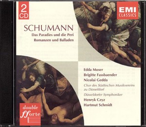 Wiederveröffentlichung 2002 EMI 5 75664 2 2 CD © 1975 Schumann: Das Paradies und die Peri Moser . Marheineke . Fassbaender . Gedda . Tripp . Wewel Städtischer Musikverein zu Düsseldorf Düsseldorfer Symphoniker Henryk Czyz Schumann: Romanzen und Balladen Städtischer Musikverein zu Düsseldorf Hartmut Schmidt