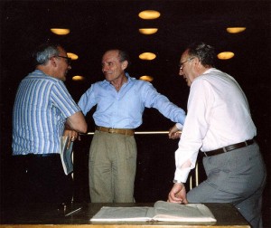 Prof. Schmidt, Gary Bertini und Kunibert Jung; Probe zur 2. Mendelssohn im Robert-Schumann-Saal, Düsseldorf