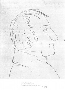 Burgmüller, Johann August Franz 1. Musikdirektor von 1818-1824 Federzeichnung von Petersen. Es handelt sich hierbei um die einzige bekannte Darstellung des Düsseldorfer Musikdirektors.