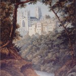 Aquarellierte Zeichnung von Felix Mendelssohn Bartholdy: Die Kathedrale von Durham (Erstellt im Februar 1830 nach einer Zeichnung vom Juli 1829).