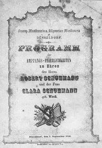 7.9.1850 Titelseite des Programmheftes zum Festakt zur Begrüßung der Familie Schumann in Düsseldorf