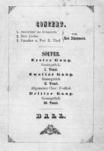 Programmfolge zum Festakt zur Begrüßung der Familie Schumann in Düsseldorf am 7.9.1850