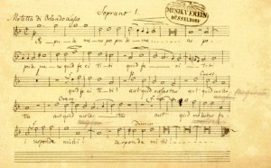 Felix Mendelssohn Bartholdy: Abschrift der Sopran-Stimme der Motette "Popule meus" von Orlando die Lasso aus dem Besitz des Musikvereins. Heinrich-Heine-Institut Düsseldorf