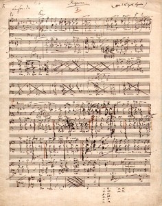 Erste Seite des Manuskripts an Robert Schumanns Requiem Des-Dur für Soli, Chor und Orchester op. 148 - Entstanden vom 26.4. bis 23.5. 1852 I(Heinrich-Heine-Institut Düsseldorf) Aus dem Katalog zur Ausstellung "Ziemlich Lebendig" Schätze aus der Schumann-Sammlung Sabine Brenner-Wilczek, Bernd Kortländer, Ursula Roth (Heinrich-Heine-Institut Düsseldorf 2010)