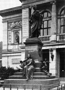 Das Mendelssohn-Denkmal in Leipzig an seinem ursprünglichen Standort vor der Zerstörung.