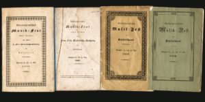 Programmhefte der Musikfeste die unter der Leitung von Felix Mendelssohn Bartholdy in Düsseldorf stattfanden: 1833-1836-1839-1842