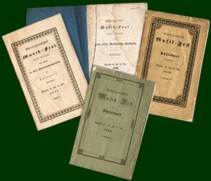 Programmhefte der Musikfeste die unter der Leitung von Felix Mendelssohn Bartholdy in Düsseldorf stattfanden: 1833-1836-1839-1842