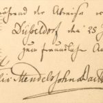 Widmung von Felix Mendelssohn Bartholdy zur Komposition "während des Abschieds von Düsseldorf den 25.7.1835 zum freundlichen Andenken Felix Mendelssohn Bartholdy".