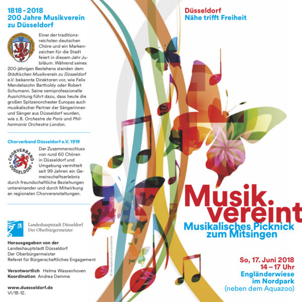Plakat-Vorderseite zur Open-Air Veranstaltung MusikVereint am 17.6.2018 im Nordpark