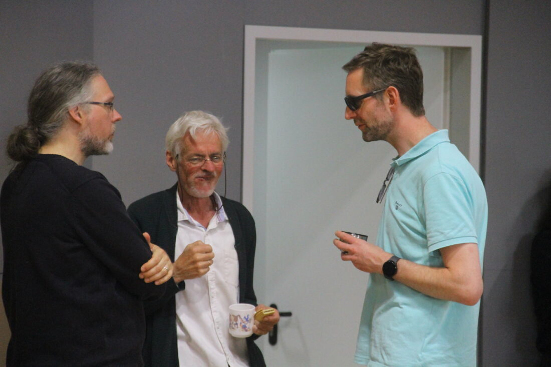 Prof. Dennis Hansel-Dinar, Chordirektor Musikverein, Mark-Andreas Schlingensiefen, Chef des natabuensembles und der Komponist Christoph Ritter