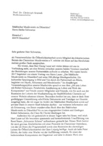 Brief von Prof. Dr. Christoph Sramek zur Zusammenarbeit und zum Vortrag von Georg Lauer in Chemnitz (Seite 1)