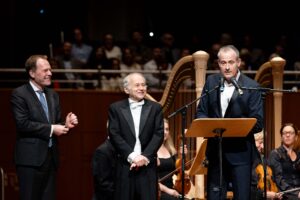 12.9.2024: Geburtstagsgala für Adam Fischer in der Tonhalle Düsseldorfv.l.n.r. Michael Becker, Adam Fischer Oberbürgermeister Dr. Stefan Keller