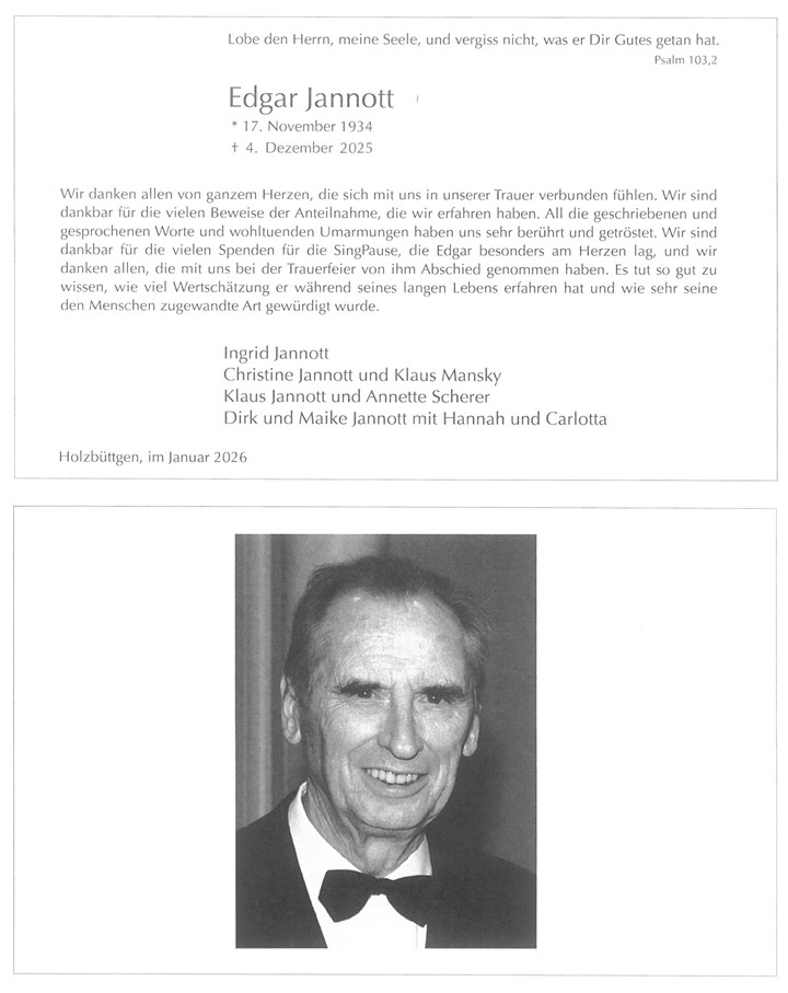 Danksagung Familie Jannott
