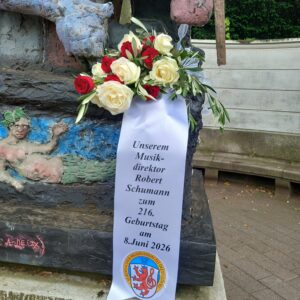 Robert Schumann zum 216. Geburtstag am 8.6.2026. Gedenken am Clara- und Robert-Denkmal von Markus Lüpertz