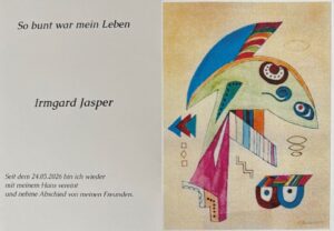 Todesanzeige Irmgard Jasper