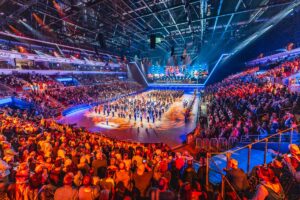 Musikfest der Bundeswehr 2026 in Düsseldorf PSD-Bank Dome am 19.9.2026. Im unteren Zuschauerrang ganz hinten links sieht man die Chorformation des Städtischen Musikvereins zu Düsseldorf. (c) Konzertfotografie/Kay-Uwe Fischer/Foto: Kay-Uwe Fischer/Bundeswehr